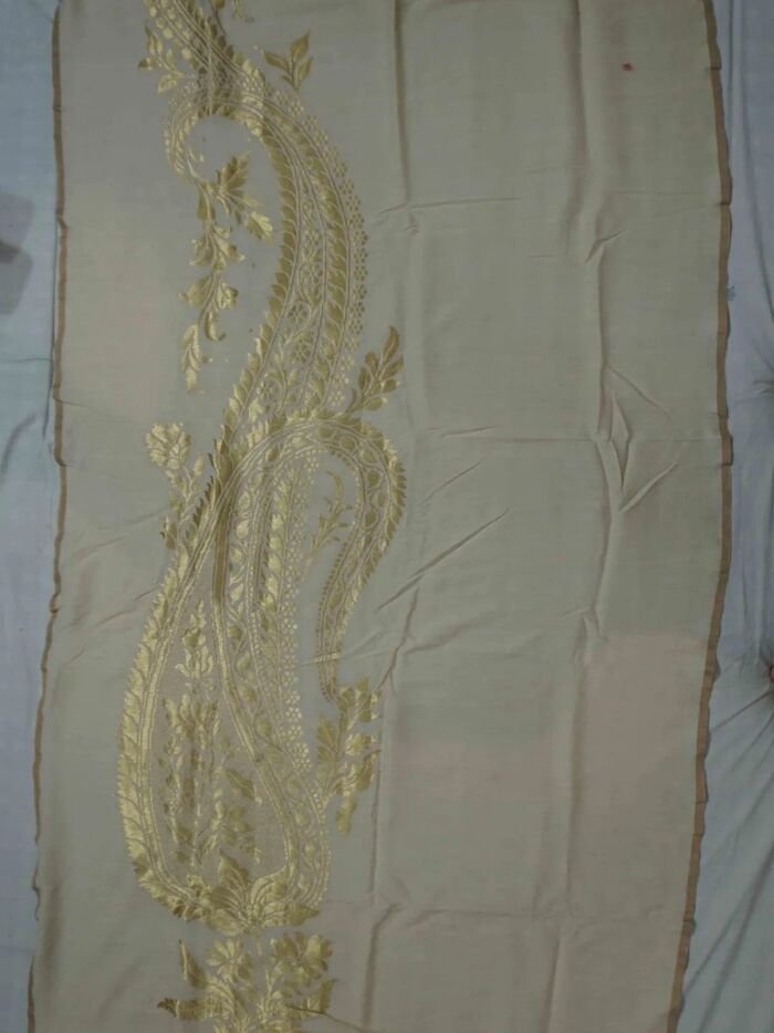 KashiFab Mustard Gold Banarasi Silk Dupatta online - authentic Varanasi Banarasi silk dupatta - detail view 2