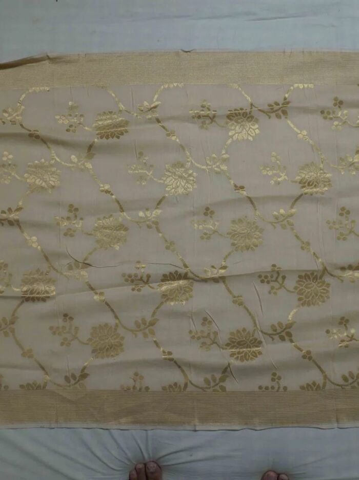 KashiFab Mustard Gold Banarasi Silk Dupatta 2 KashiFab Mustard Gold Banarasi Silk Dupatta online - authentic Varanasi Banarasi silk dupatta - detail view 2