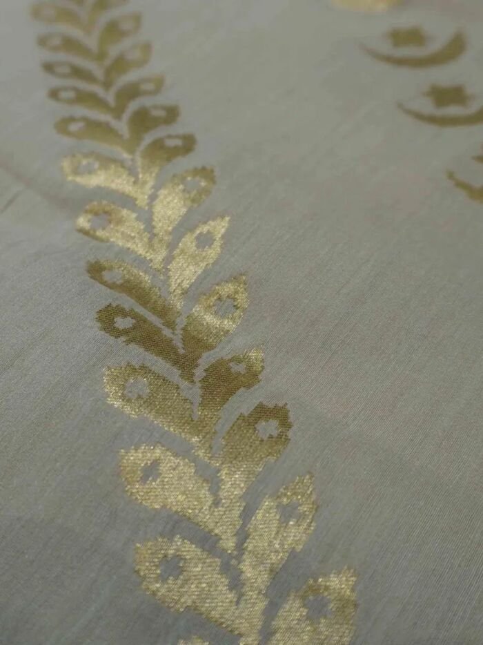 KashiFab Mustard Gold Banarasi Silk Dupatta online - authentic Varanasi Banarasi silk dupatta - detail view 3