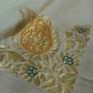 KashiFab Mustard Gold Banarasi Silk Dupatta online - authentic Varanasi Banarasi silk dupatta - detail view 3