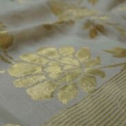 KashiFab Mustard Gold Banarasi Silk Dupatta online - authentic Varanasi Banarasi silk dupatta - detail view 3