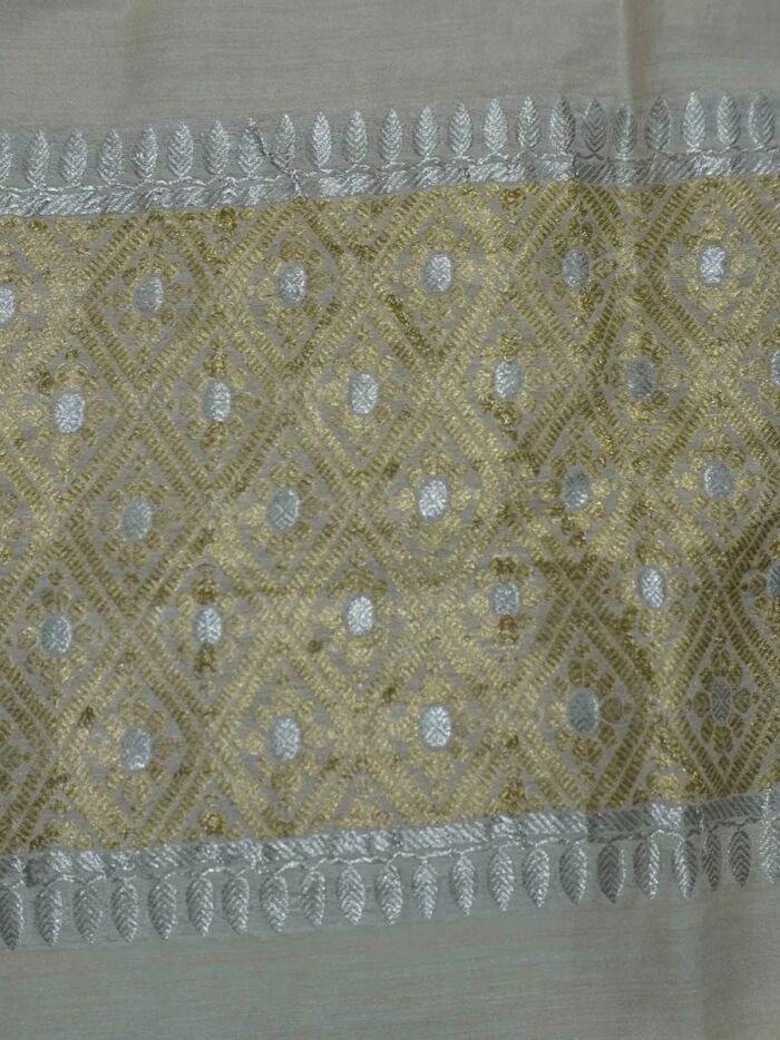 KashiFab Mustard Gold Banarasi Silk Dupatta online - authentic Varanasi Banarasi silk dupatta - detail view 4