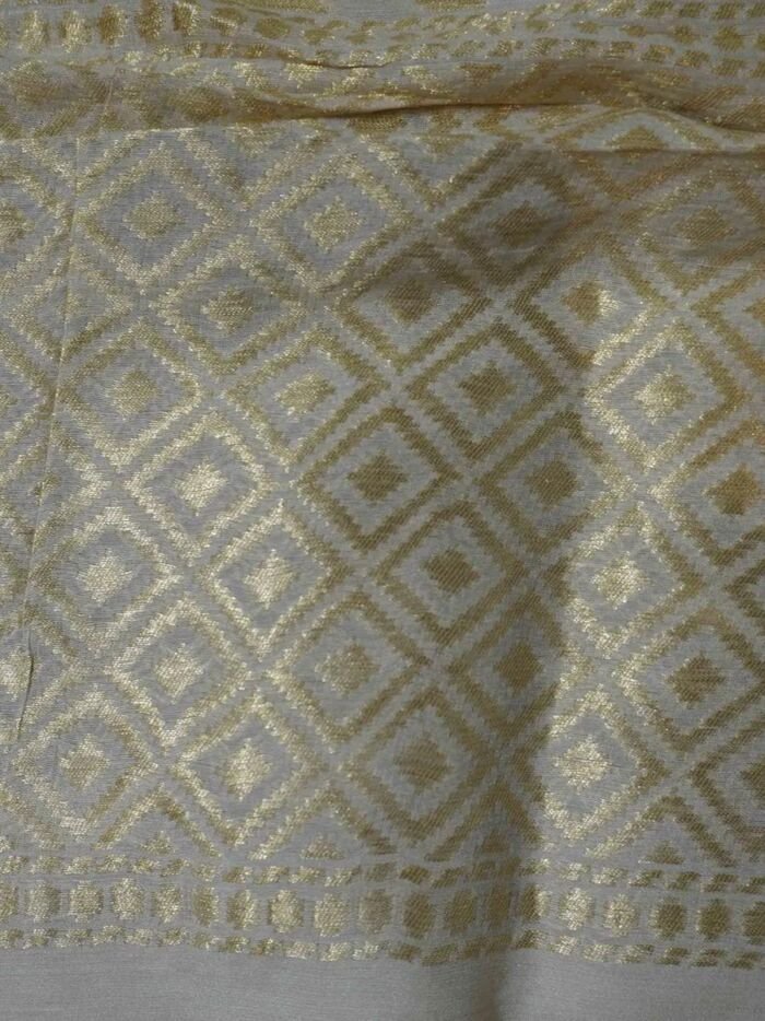 KashiFab Mustard Gold Banarasi Silk Dupatta online - authentic Varanasi Banarasi silk dupatta - detail view 4