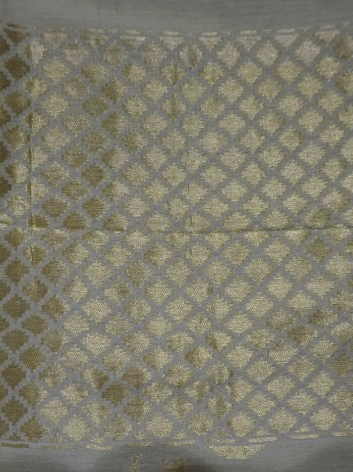 KashiFab Mustard Gold Banarasi Silk Dupatta online - authentic Varanasi Banarasi silk dupatta - detail view 5