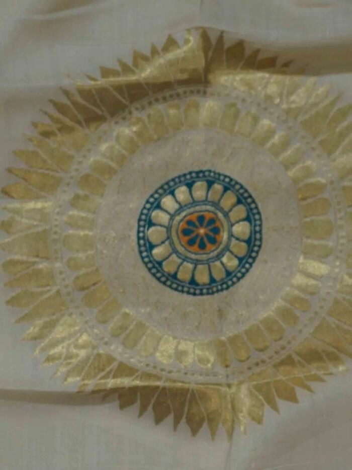 KashiFab Mustard Gold Banarasi Silk Dupatta online - authentic Varanasi Banarasi silk dupatta - detail view 5