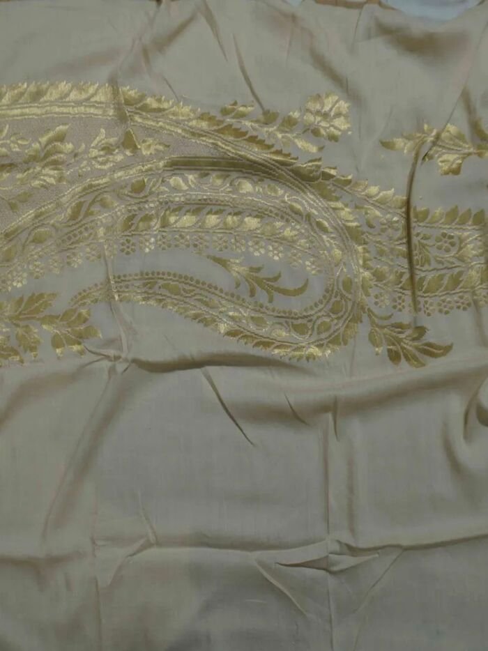 KashiFab Mustard Gold Banarasi Silk Dupatta online - authentic Varanasi Banarasi silk dupatta - detail view 5