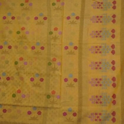 KashiFab Mustard Gold Banarasi Silk Saree online - authentic Varanasi Banarasi silk saree - detail view 2