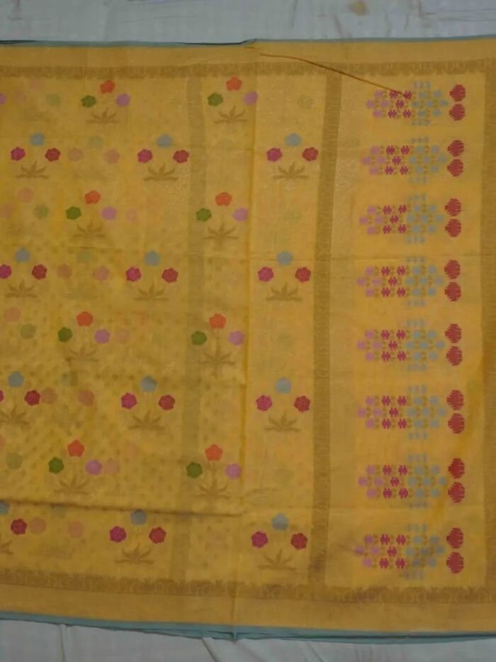 KashiFab Mustard Gold Banarasi Silk Saree online - authentic Varanasi Banarasi silk saree - detail view 2