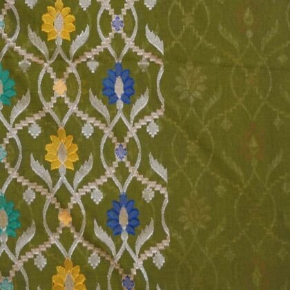 KashiFab Mustard Gold Banarasi Silk Saree online - authentic Varanasi Banarasi silk saree - detail view 2