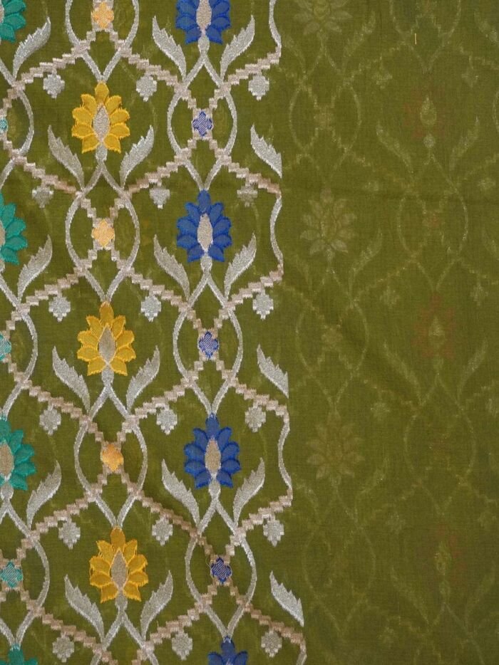 KashiFab Mustard Gold Banarasi Silk Saree online - authentic Varanasi Banarasi silk saree - detail view 2