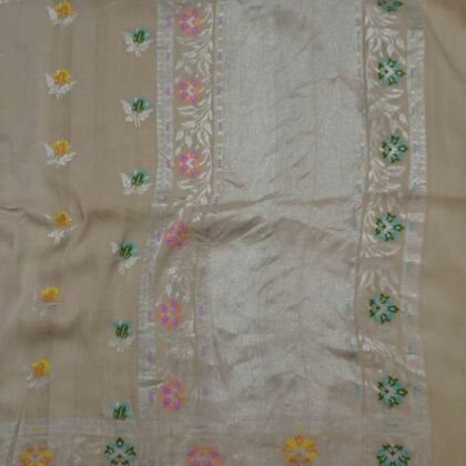 KashiFab Mustard Gold Banarasi Silk Saree online - authentic Varanasi Banarasi silk saree - detail view 2