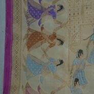 KashiFab Mustard Gold Banarasi Silk Saree online - authentic Varanasi Banarasi silk saree - detail view 2