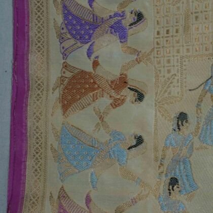 KashiFab Mustard Gold Banarasi Silk Saree online - authentic Varanasi Banarasi silk saree - detail view 2
