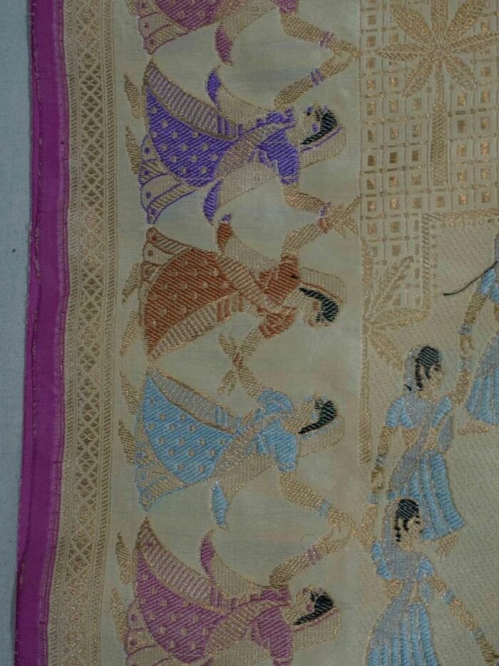 KashiFab Mustard Gold Banarasi Silk Saree online - authentic Varanasi Banarasi silk saree - detail view 2