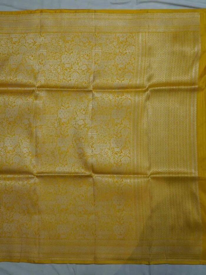KashiFab Mustard Gold Banarasi Silk Saree online - authentic Varanasi Banarasi silk saree - detail view 2
