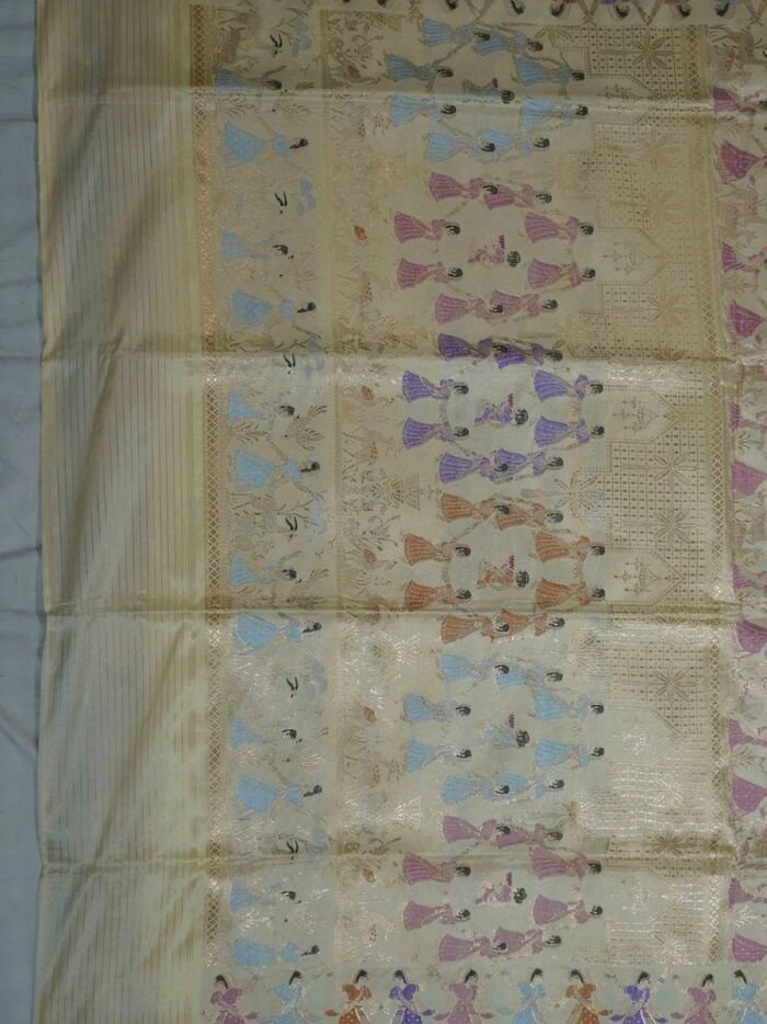 KashiFab Mustard Gold Banarasi Silk Saree online - authentic Varanasi Banarasi silk saree - detail view 3