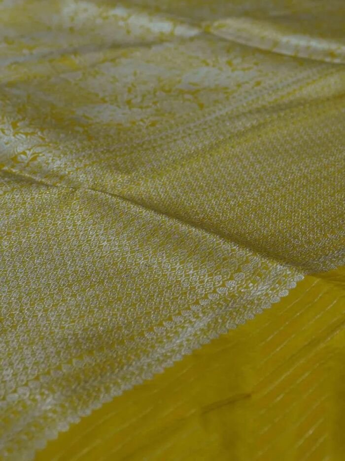KashiFab Mustard Gold Banarasi Silk Saree online - authentic Varanasi Banarasi silk saree - detail view 3