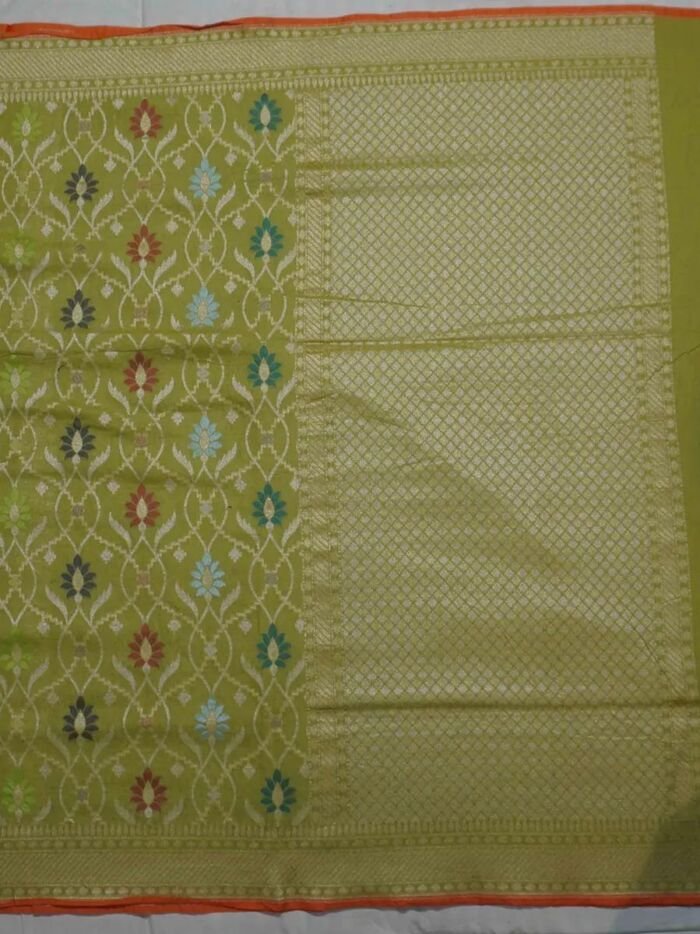 KashiFab Mustard Gold Banarasi Silk Saree online - authentic Varanasi Banarasi silk saree - detail view 5