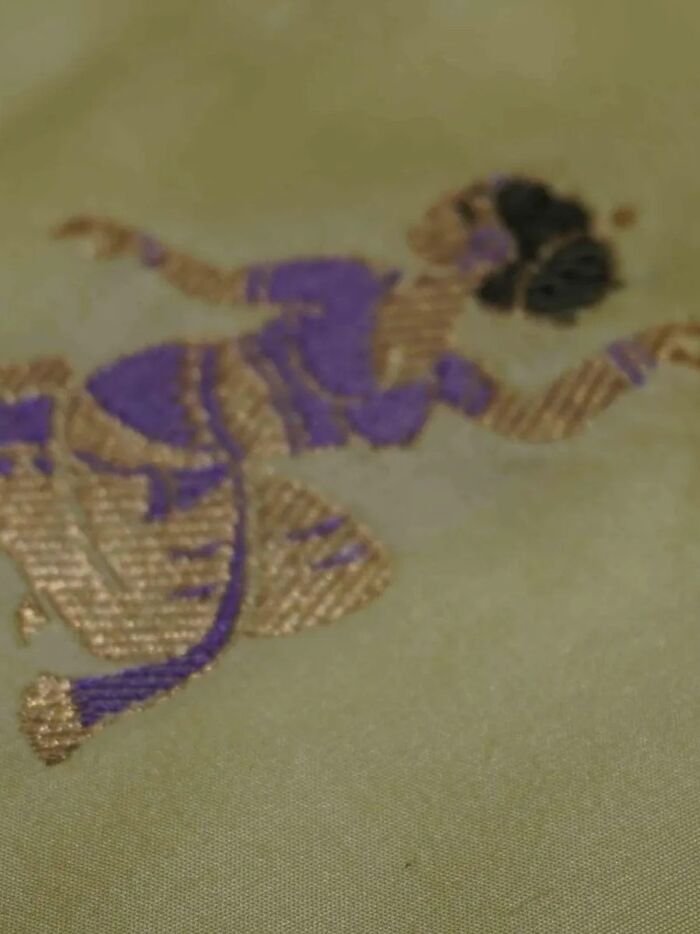 KashiFab Mustard Gold Banarasi Silk Saree online - authentic Varanasi Banarasi silk saree - detail view 5