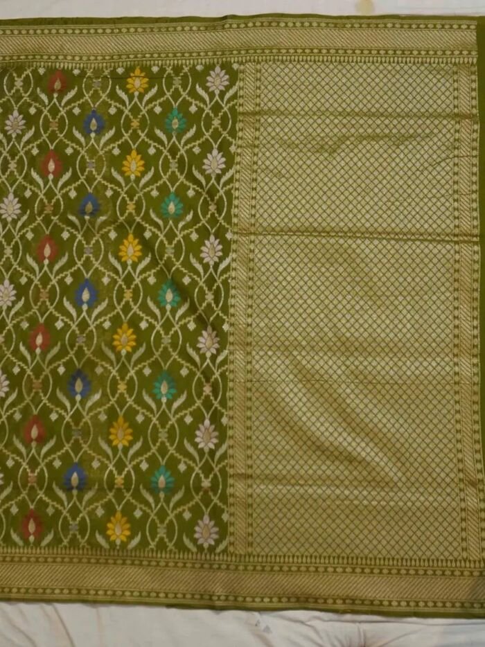 KashiFab Mustard Gold Banarasi Silk Saree online - authentic Varanasi Banarasi silk saree - detail view 6
