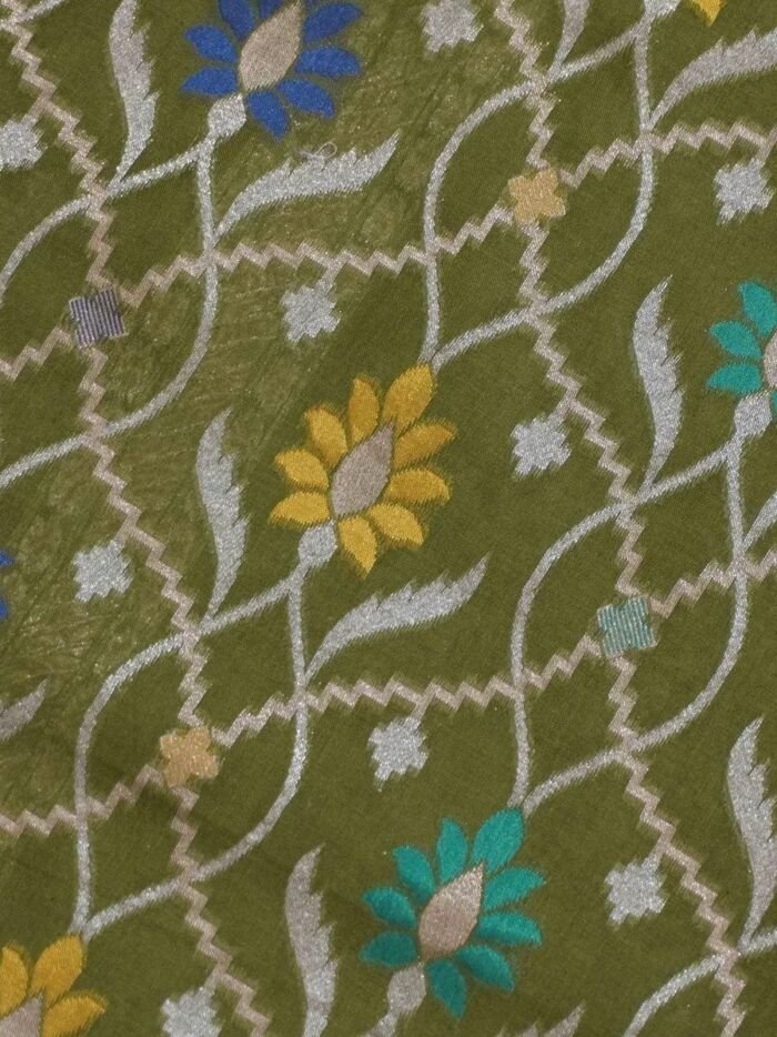 KashiFab Mustard Gold Banarasi Silk Saree online - authentic Varanasi Banarasi silk saree - detail view 7