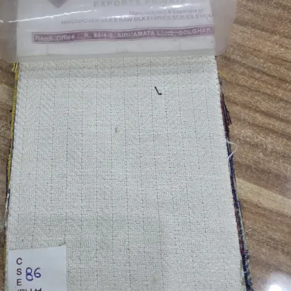 KashiFab Off-White Cream Handloom Matka Silk Fabric - Banarasi Matka