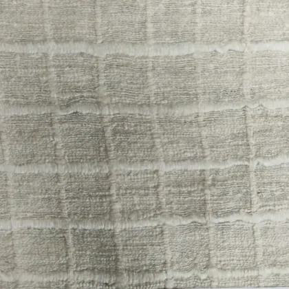 KashiFab Off-White Grid Banarasi Raw Silk Fabric - Dupion Windowpane Metre