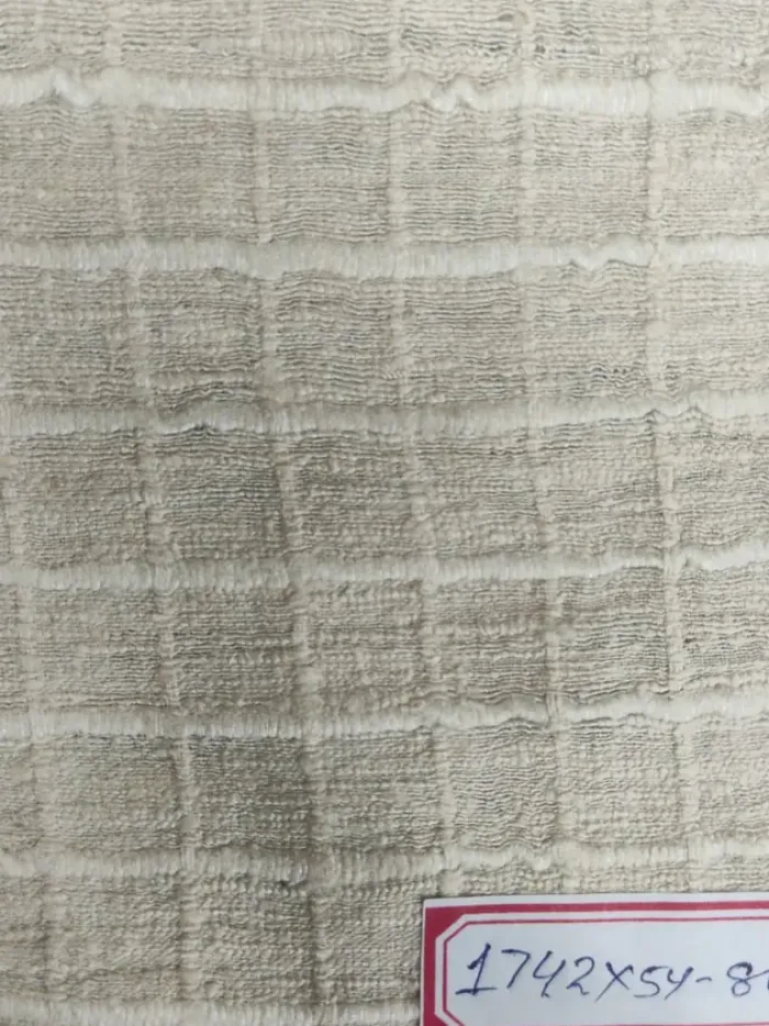 Off-White Grid Banarasi Raw Silk Fabric - Dupion Windowpane Metre KashiFab Off-White Grid Banarasi Raw Silk Fabric - Dupion Windowpane Metre