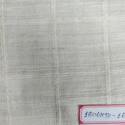 KashiFab Off-White Large Grid Banarasi Raw Silk Fabric - Dupion Check Metre