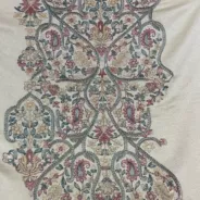KashiFab CHO Ivory Teal Jaal Panel Embroidery - handloom embroidery fabric Varanasi wholesale