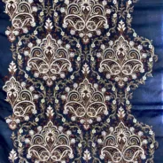 KashiFab CHO Navy Cream Damask Embroidery - handloom embroidery fabric Varanasi wholesale