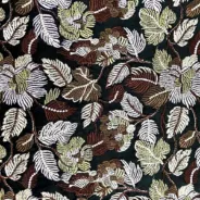 KashiFab CHO Black Cream Leaf Spray Embroidery - handloom embroidery fabric Varanasi wholesale