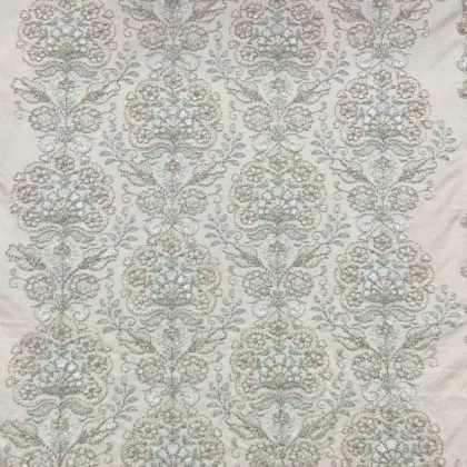 KashiFab CHO Ivory Column Floral Embroidery - handloom embroidery fabric Varanasi wholesale