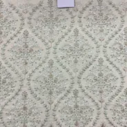 KashiFab CHO Ivory Diamond Buta Embroidery - handloom embroidery fabric Varanasi wholesale