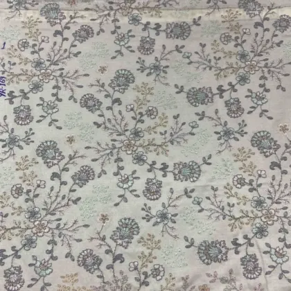 KashiFab CHO Ivory Scattered Floral Embroidery - handloom embroidery fabric Varanasi wholesale