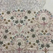 KashiFab CHO Ivory Pastel Corner Jaal Embroidery - handloom embroidery fabric Varanasi wholesale