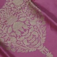KashiFab Rose Pink Banarasi Silk Coord Set online - authentic Varanasi Banarasi silk coord set - detail view 2