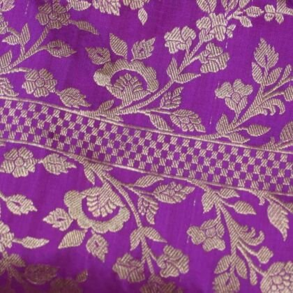 KashiFab Rose Pink Banarasi Silk Coord Set online - authentic Varanasi Banarasi silk coord set - detail view 2