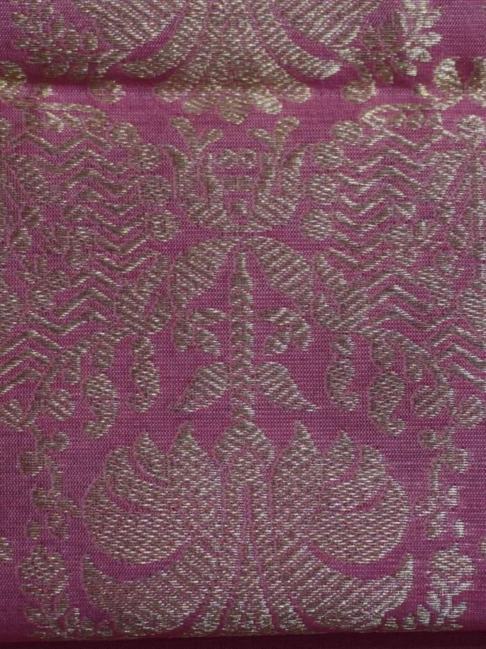 KashiFab Rose Pink Banarasi Silk Coord Set 3 KashiFab Rose Pink Banarasi Silk Coord Set online - authentic Varanasi Banarasi silk coord set - detail view 3
