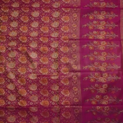 KashiFab Rose Pink Banarasi Silk Saree online - authentic Varanasi Banarasi silk saree