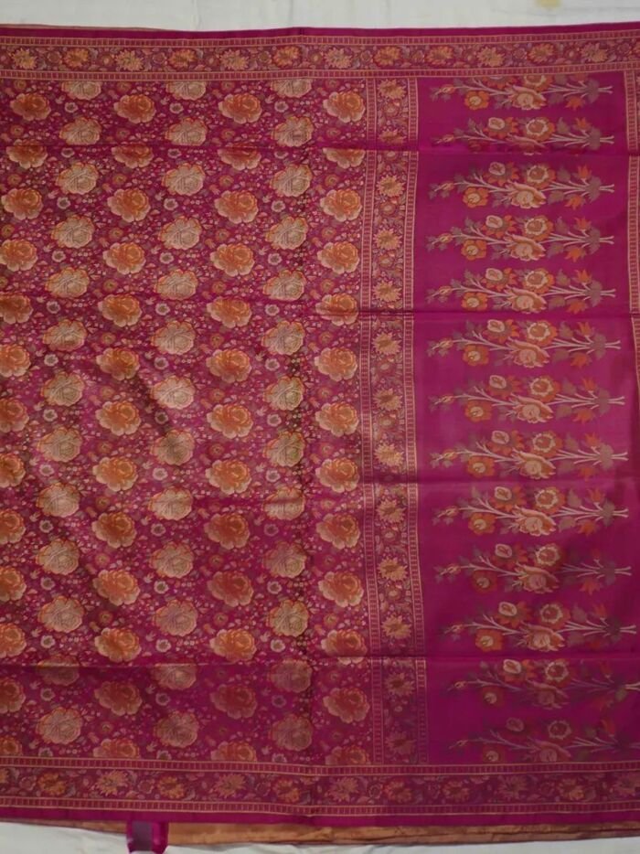 KashiFab Rose Pink Banarasi Silk Saree online - authentic Varanasi Banarasi silk saree