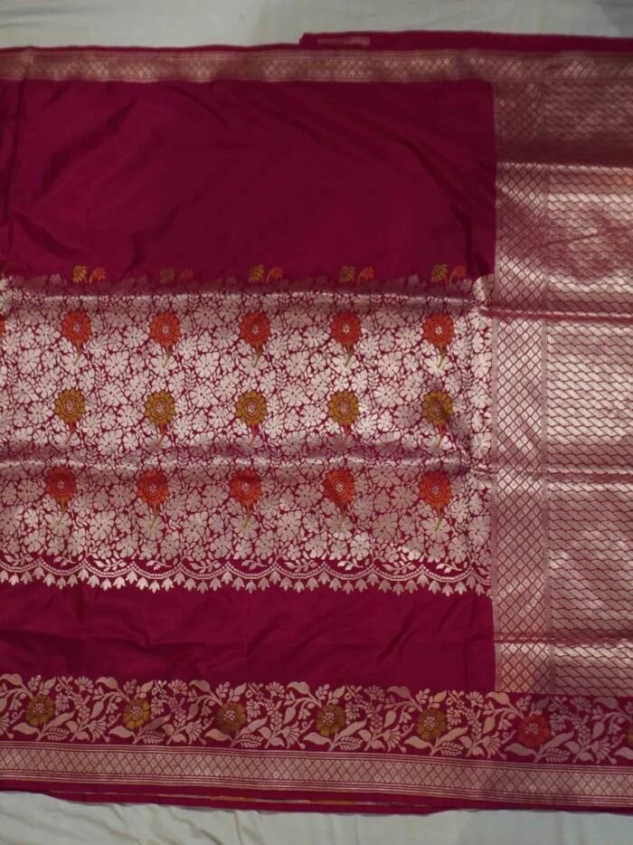 KashiFab Rose Pink Banarasi Silk Saree 1 KashiFab Rose Pink Banarasi Silk Saree online - authentic Varanasi Banarasi silk saree