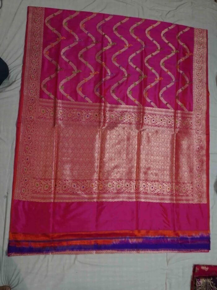 KashiFab Rose Pink Banarasi Silk Saree online - authentic Varanasi Banarasi silk saree