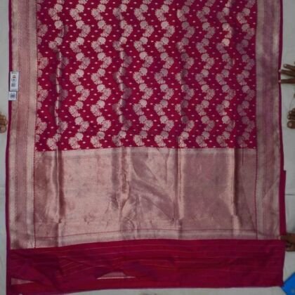 KashiFab Rose Pink Banarasi Silk Saree online - authentic Varanasi Banarasi silk saree