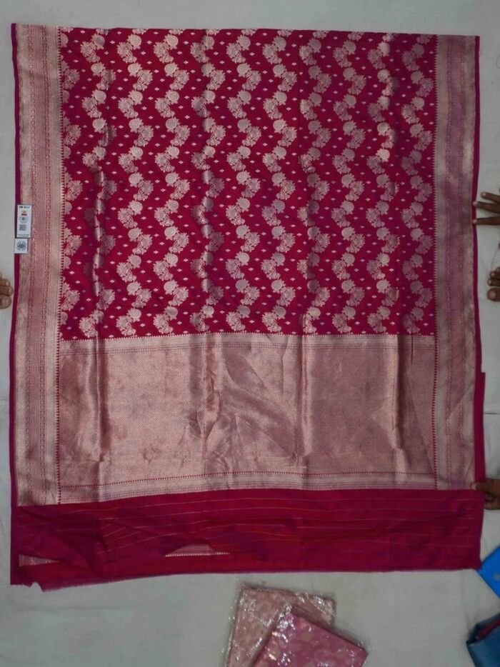 KashiFab Rose Pink Banarasi Silk Saree online - authentic Varanasi Banarasi silk saree
