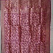 KashiFab Rose Pink Banarasi Silk Saree online - authentic Varanasi Banarasi silk saree