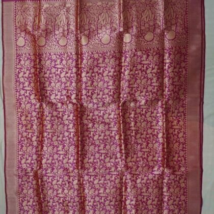 KashiFab Rose Pink Banarasi Silk Saree online - authentic Varanasi Banarasi silk saree