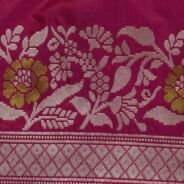 KashiFab Rose Pink Banarasi Silk Saree online - authentic Varanasi Banarasi silk saree - detail view 2