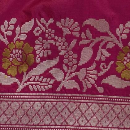 KashiFab Rose Pink Banarasi Silk Saree online - authentic Varanasi Banarasi silk saree - detail view 2