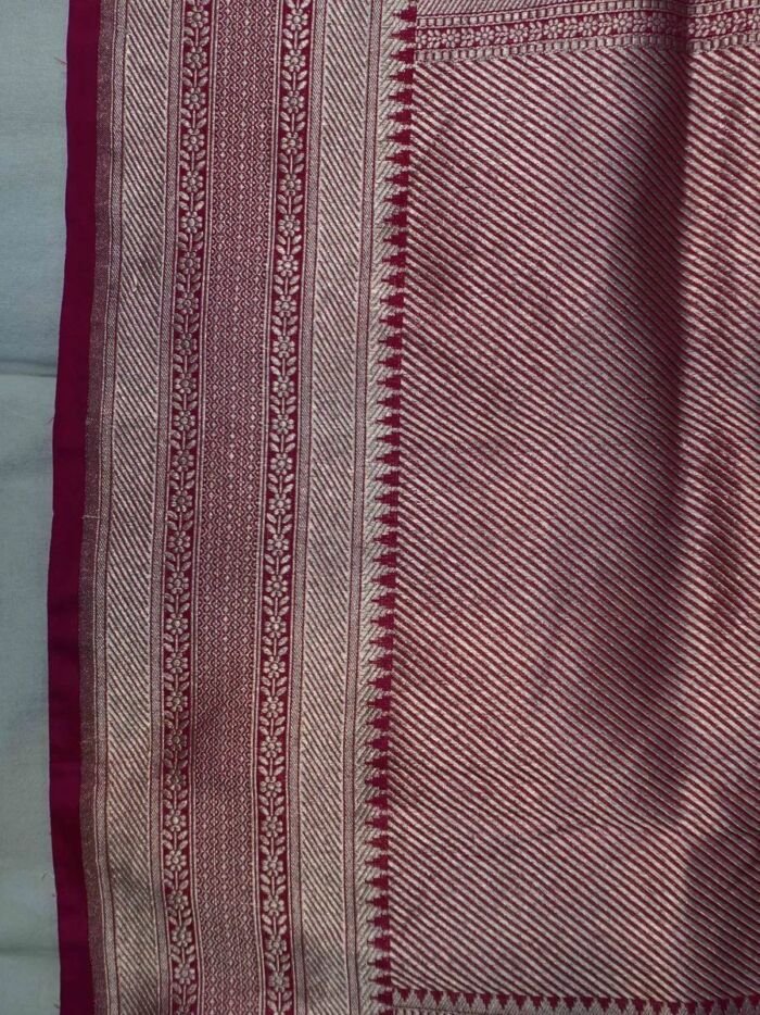 KashiFab Rose Pink Banarasi Silk Saree online - authentic Varanasi Banarasi silk saree - detail view 2